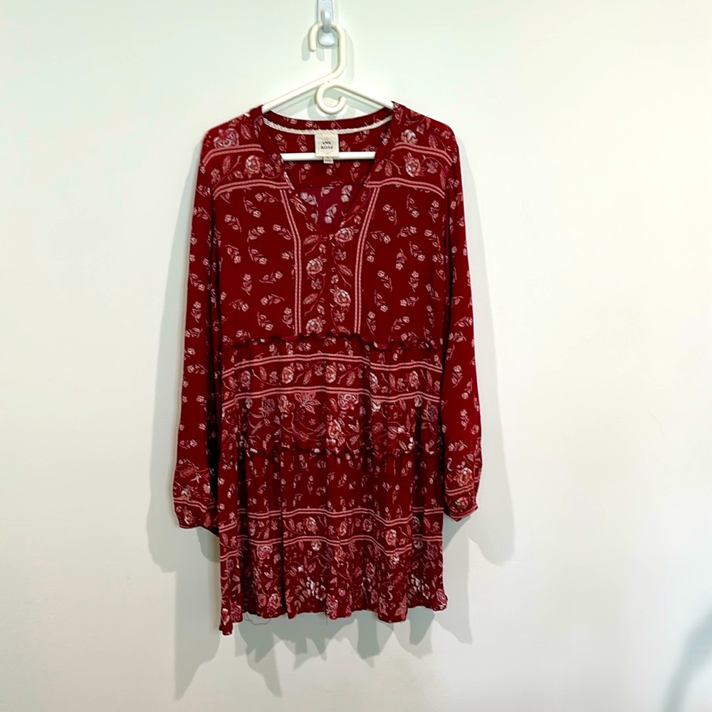 Knox Rose Burgundy Floral Print Maxi Dress